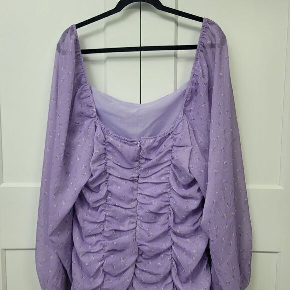 Boohoo long sleeve ruched front chiffon mini dress, size 18 - Picture 11 of 13